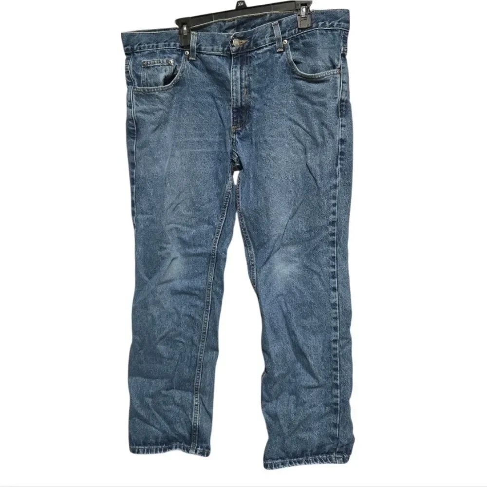 Men’s 38x29 Straight Leg Jeans 100% Cotton Medium Wash Short Inseam Work Denim
